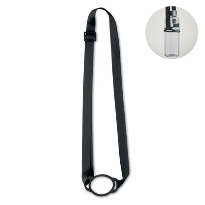 Snur negru ajustabil pentru sticle cu clips circular si catarama pentru suport pahare 6cm