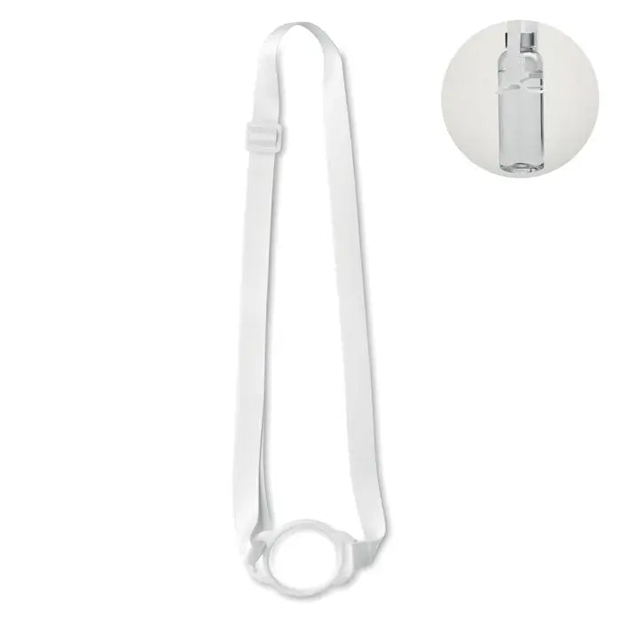 Snur cu suport pentru pahare 6cm alb din silicon cu catarama reglabila si curea circulara