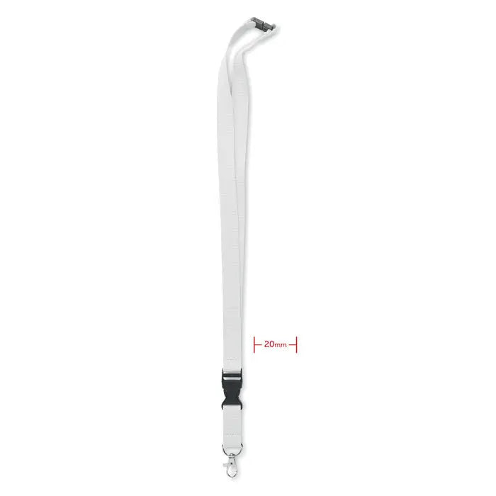 Snur din bumbac 20mm alb cu carabinier metalic argintiu si catarama din plastic negru