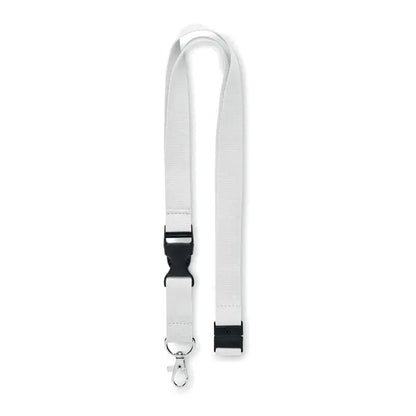 Snur din bumbac alb de 20mm cu cataramă neagră din plastic și agrafă metalică argintie