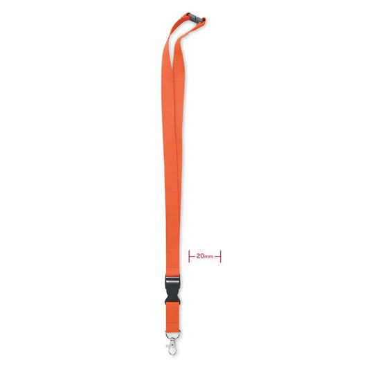 Snur din bumbac 20mm portocaliu intens cu catarama neagra din plastic si carlig metalic argintiu