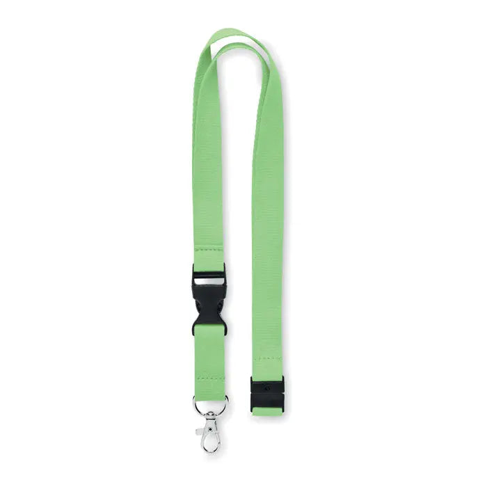 Snur din bumbac 20mm verde deschis cu catarama neagra din plastic si carlig metalic argintiu