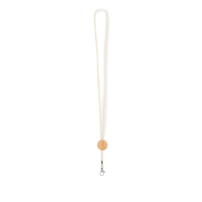Snur din bumbac crem cu bila rotunda din lemn si carlig metalic argintiu pentru accesorii elegante