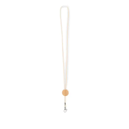 Snur din bumbac crem cu bila rotunda din lemn si carlig metalic argintiu pentru accesorii elegante