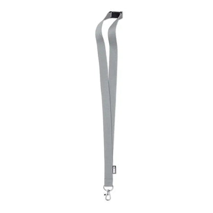 Snur din rpet 20 mm gri tesut cu clips din plastic negru si carlig metalic argintiu pentru portchei