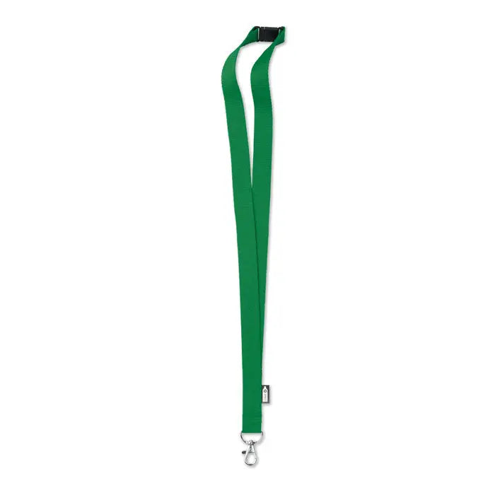 Snur din rpet verde de 20 mm cu clips din plastic negru si carlig metalic argintiu pentru ecusoane