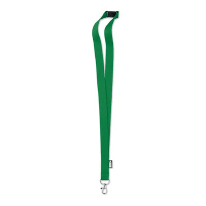 Snur din rpet verde de 20 mm cu clips din plastic negru si carlig metalic argintiu pentru ecusoane