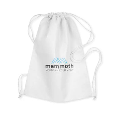 Sac alb cu snur cu logo albastru si negru mammoth mountain equipment din material netesut de 80 gr/m²