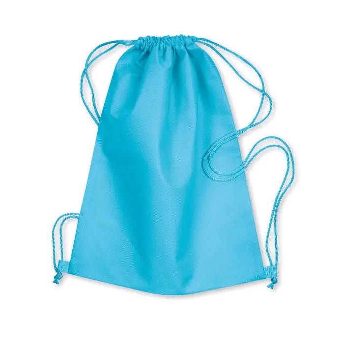 Snur netesut de 80 gr/m² într-un sac cu șnur turcoaz deschis dintr-un material neted și ușor cu cordon asortat
