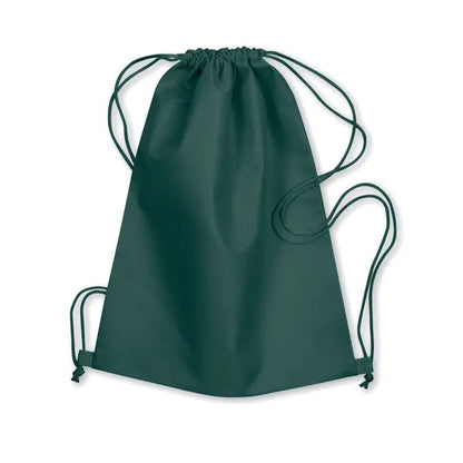 Rucsac verde inchis cu snururi asortate si design minimalist din snur netesut de 80 gr pe mp