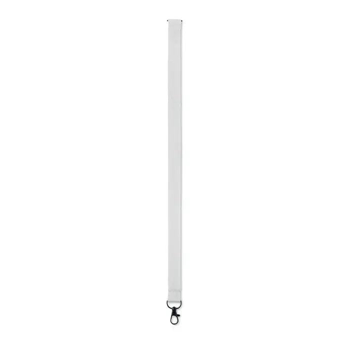 Snur pentru suport telefon alb din material textil cu clips metalic negru pentru prindere sigura