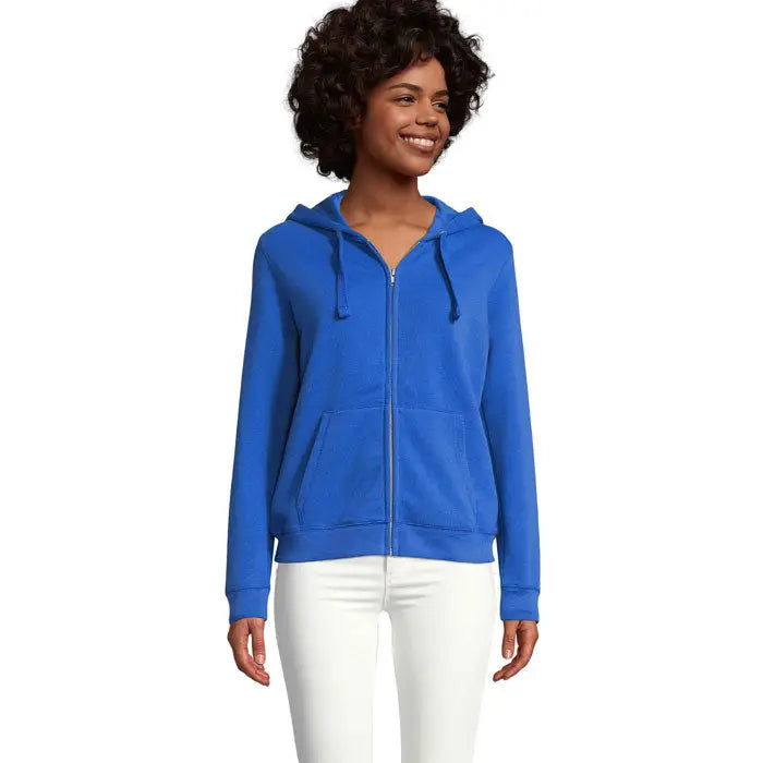 Hanorac zip-up albastru deschis soldata spike women cu buzunar frontal si snur reglabil