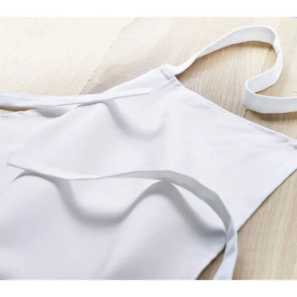 Sort de bucatarie din bumbac alb cu bretele reglabile din material textil pentru gat si talie