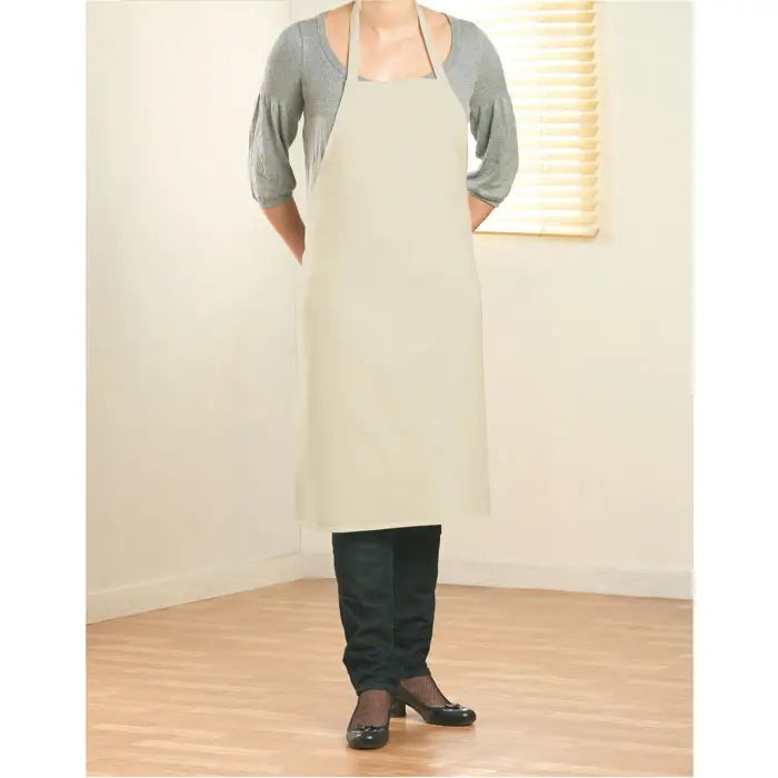 Sort de bucatarie din bumbac beige cu bretele reglabile si design clasic simplu