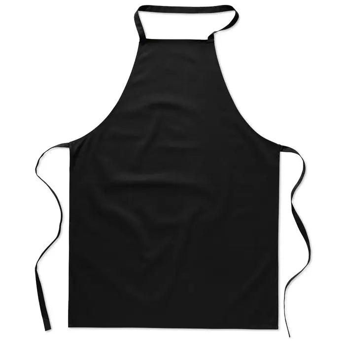 Sort de bucatarie din bumbac negru cu design simplu si curele reglabile pentru ajustare usoara