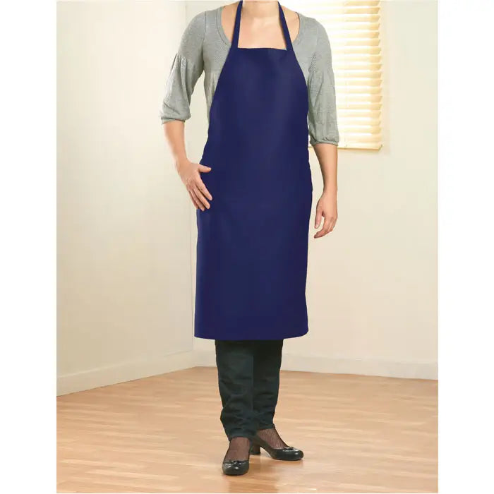 Sort de bucatarie din bumbac solid navy albastru cu design clasic si doua buzunare frontale