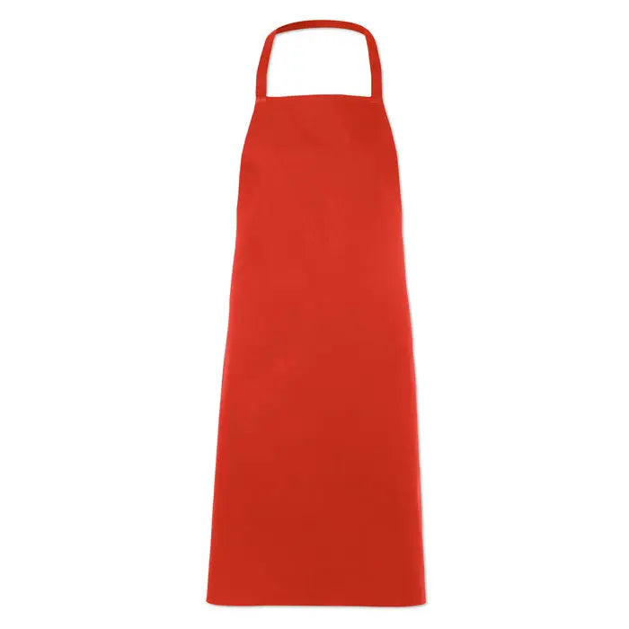 Sort de bucatarie din bumbac solid rosu cu doua capete simple si fara modele sau marci vizibile