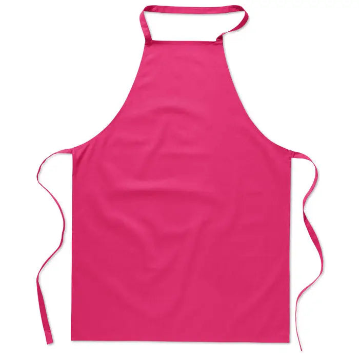 Sort de bucatarie din bumbac viu colorat fuchsia cu material fin si snururi reglabile pentru ajustare