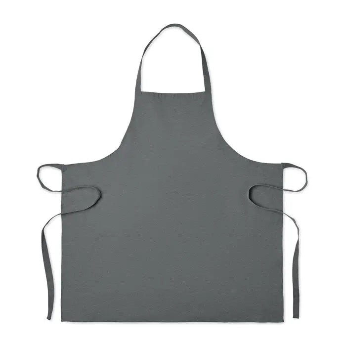 Sort de bucatarie din bumbac reciclat gri simplu cu design minimalist si snururi reglabile