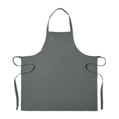 Sort de bucatarie din bumbac reciclat gri simplu cu design minimalist si snururi reglabile