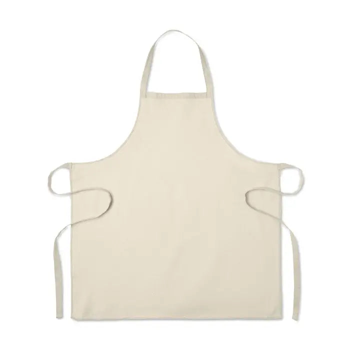 Sort de bucatarie din bumbac reciclat bej cu design simplu si clasic si snururi reglabile