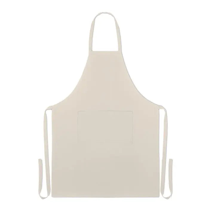 Sort din bumbac organic 200 grm² bej cu buzunar frontal unic si snururi reglabile din bumbac
