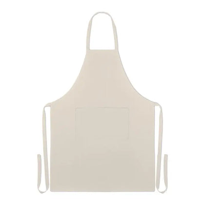 Sort din bumbac organic 200 grm² bej cu buzunar frontal unic si snururi reglabile din bumbac