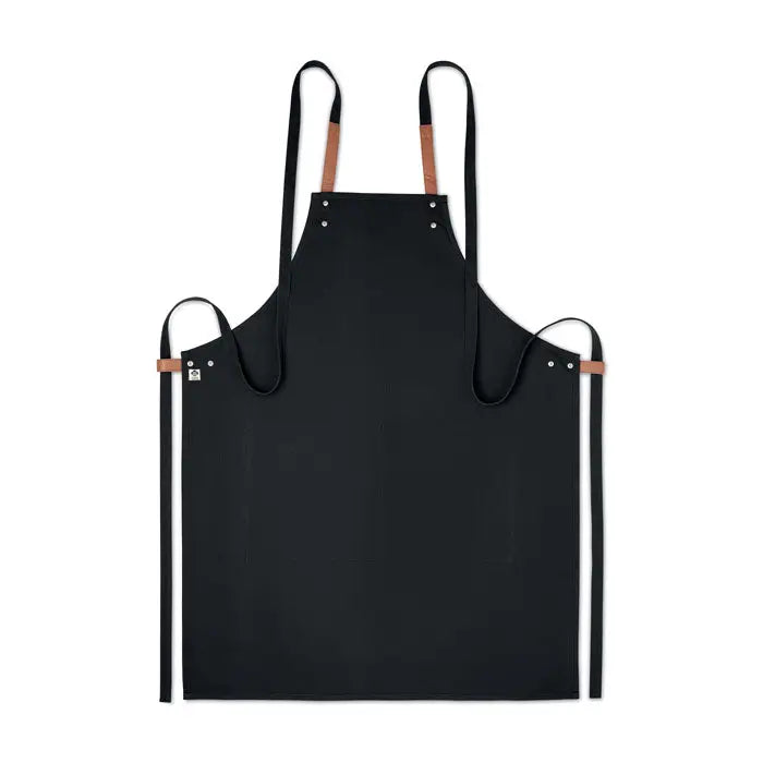 Sort din bumbac organic 340 gr/m² sort din piele neagra cu bretele maro si nituri argintii