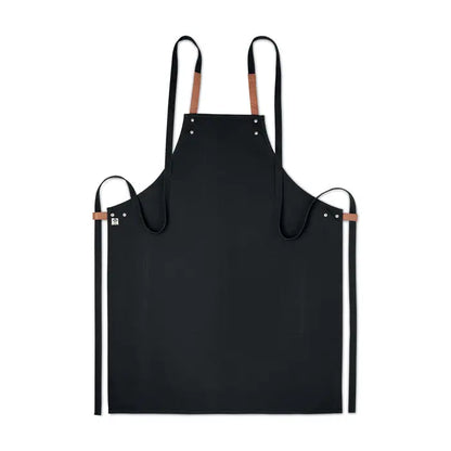 Sort din bumbac organic 340 gr/m² sort din piele neagra cu bretele maro si nituri argintii