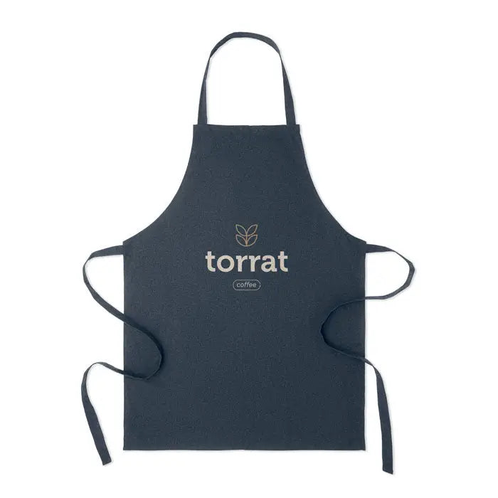 Sort din bumbac reciclat cușor navy inchis și logo torrat coffee alb și auriu pe sort de bucătărie