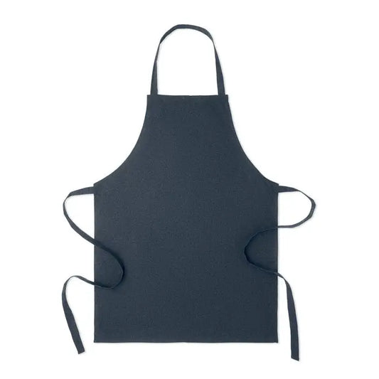 Sort din bumbac reciclat în față, șorț negru cu design clasic și legături reglabile