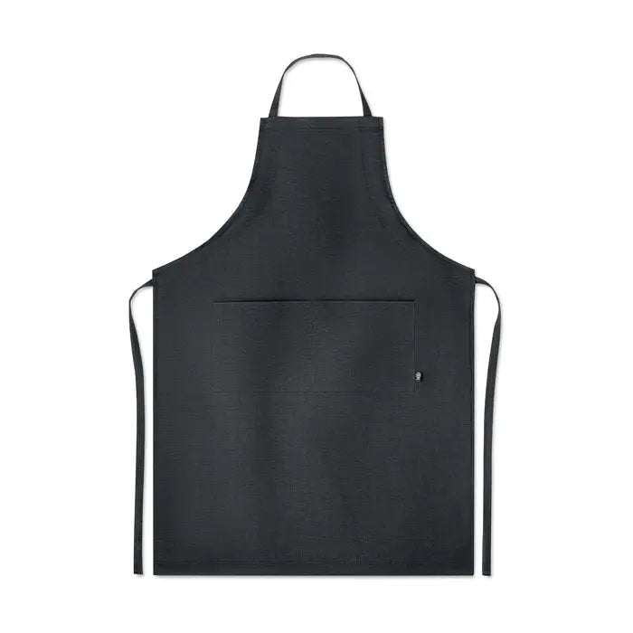 Sort reglabil din canepa 200 gr/m² negru cu buzunar frontal si snururi ajustabile