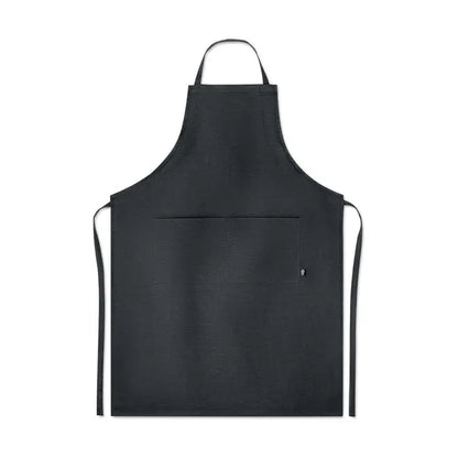 Sort reglabil din canepa 200 gr/m² negru cu buzunar frontal si snururi ajustabile
