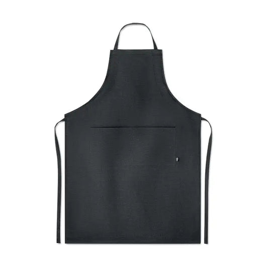 Sort reglabil din canepa 200 gr/m² negru cu buzunar frontal si snururi ajustabile