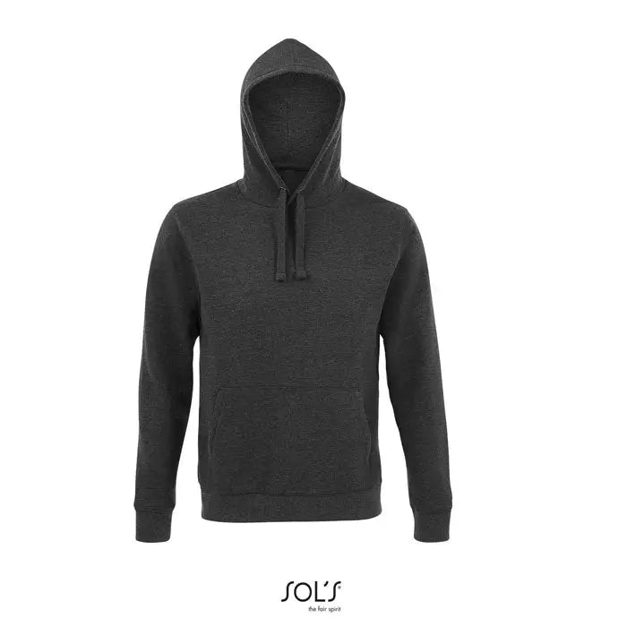 Hanorac cu gluga spencer cu guga 280 gri inchis melanj cu buzunar frontal si snur reglabil
