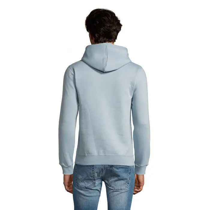 Hanorac spencer cu guga 280 albastru deschis din bumbac moale cu gluga clasica si mansete drepte