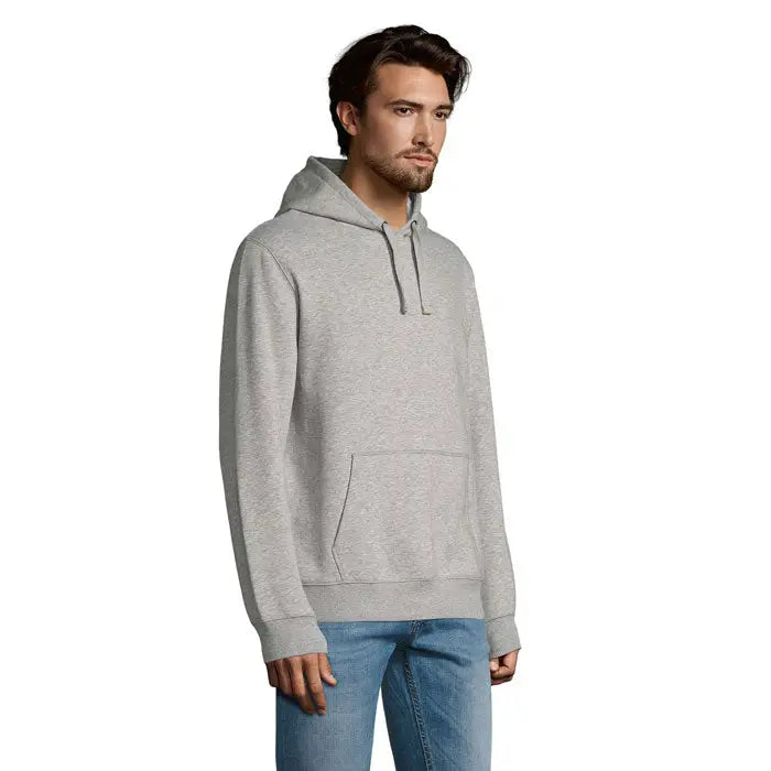 Hanorac cu glugă heather gri spencer cu guga 280 cu buzunar frontal și șnururi ajustabile