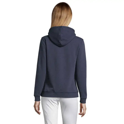 Hanorac femeie spencer navy albastru din tricot cu gluga ribbed pentru tinute casual