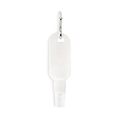 Dispenser dezinfectant pentru mâini din silicon alb translucid cu clips argintiu pentru spray de loțiune solară 30 ml
