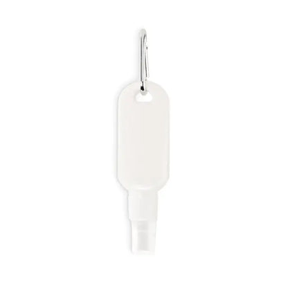 Spray de lotiune de protectie solara 30 ml in sticla spray translucida alba cu clips argintiu din plastic