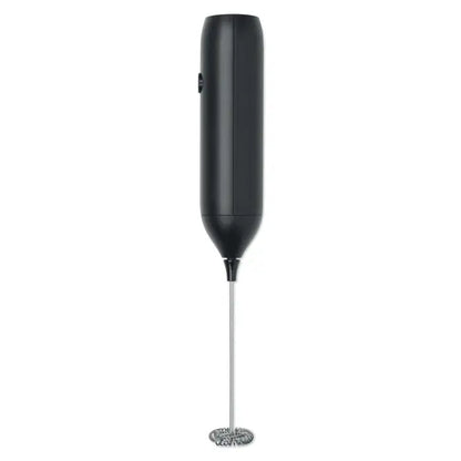 Spumator electric pentru lapte negru cu corp cilindric elegant si accesoriu de inox pentru spumare