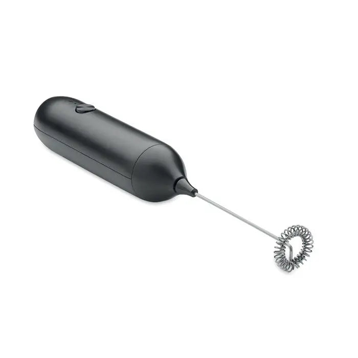 Spumator electric pentru lapte negru cu mână și accesoriu spirală metalic pentru spumare rapidă