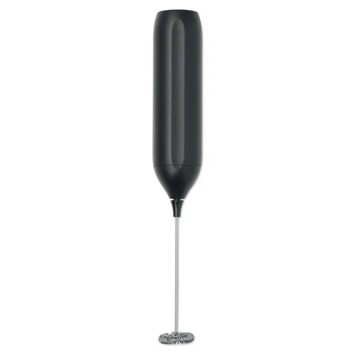 Spumator electric pentru lapte negru cu corp cilindric sleek si tel din otel inoxidabil pentru spumare rapida