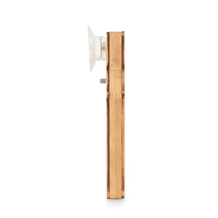 Statie meteo bamboo este un suport de carti din bambus slefuit, vertical, cu ventuza transparenta la varf