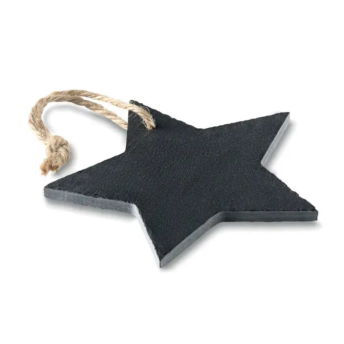 Stea neagra din ardezie cu snur natural pentru agatat, ornament de craciun cuier din ardezie