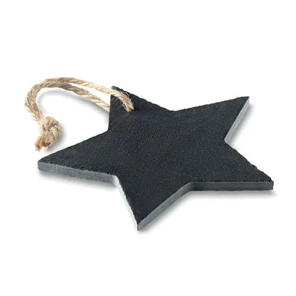 Stea neagra din ardezie cu snur natural pentru agatat, ornament de craciun cuier din ardezie