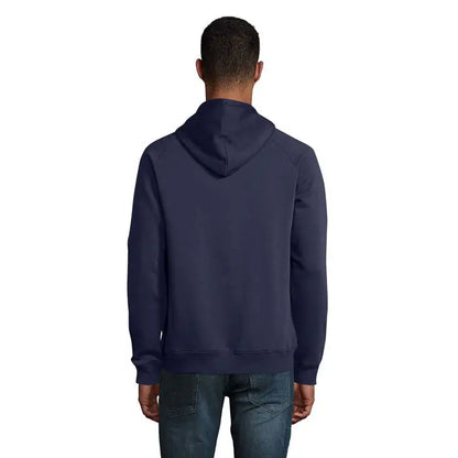 Hanorac unisex stellar sweat cu glugă bleumarin cu manșete și tiv reiat din material moale