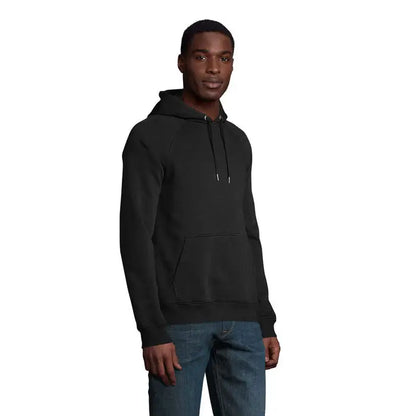 Hanorac negru stellar sweat cu gluga unisex, buzunar kangaroo, manșete și tiv striate, șnururi ajustabile
