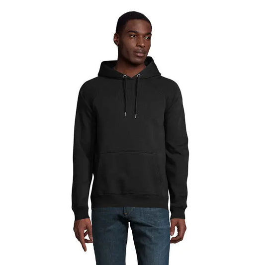 Hanorac negru stellar sweat cu gluga unisex cu snur si buzunar frontal din material confortabil