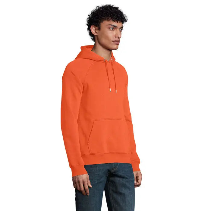 Hanorac unisex stellar bright orange cu gluga, buzunar frontal si snururi, ideal pentru uz casual